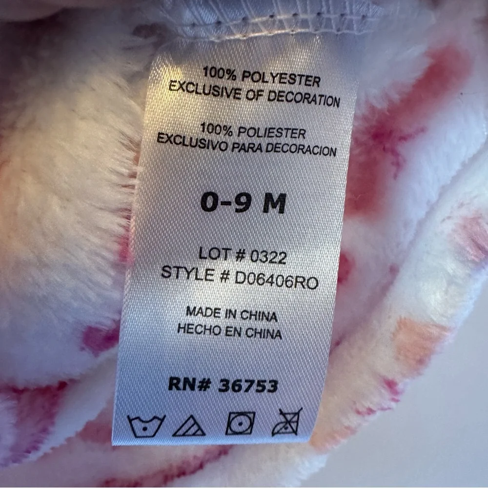 Duck Duck Goose‎ Butterfly Pink White Plush Infant Robe 0-9M NWT